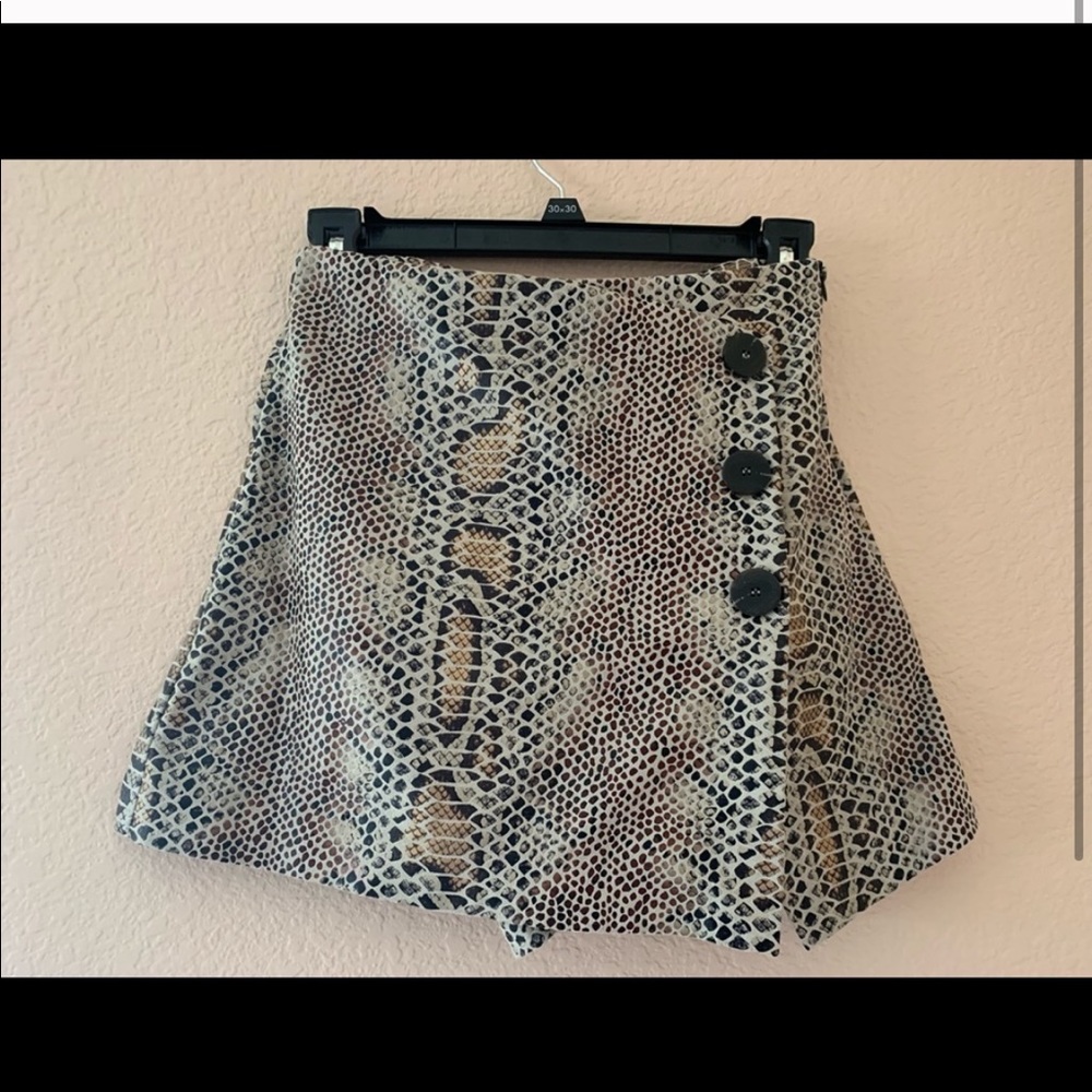 Snakeskin Skirt / Shorts with Asymmetrical Buttons